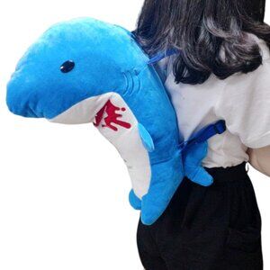 Blue Baby Shark Stuff Toy Boys Backpack